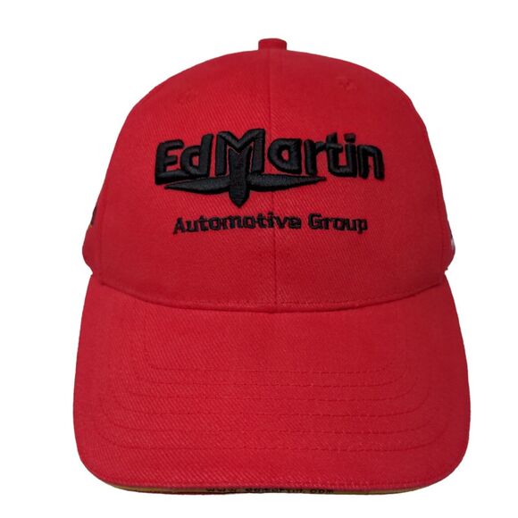 Ed Martin Automotive Men's Slideback Hat Red Adjustable Embroidered Logo - Picture 1 of 7